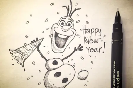 Рисунки на новый год в скетчбуке